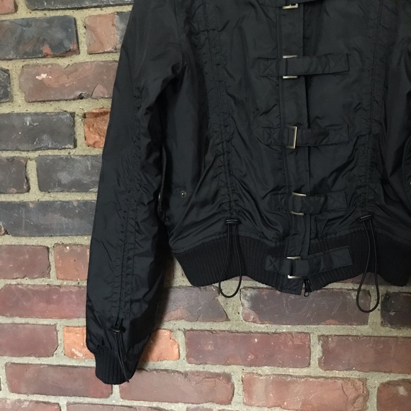 PRADA buckle detailed jacket fur collar pockets -M - Picture 2 of 8